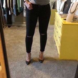 J.Crew Toothpick Distressed Black Denim 30